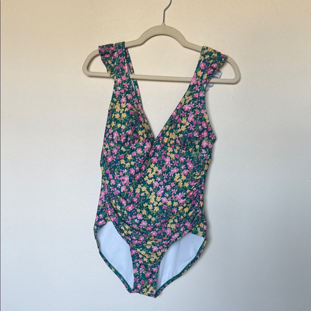 Kona Sol Floral Swimsuit in Pink and Yellow- size M(8/10)